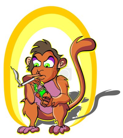 Illustration for Monkey smoking vector illustration - Royalty Free Image