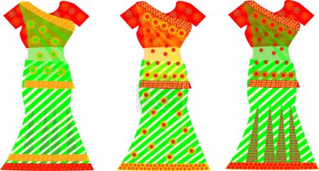 Téléchargez les illustrations : Robes Indiennes illustration vectorielle - en licence libre de droit