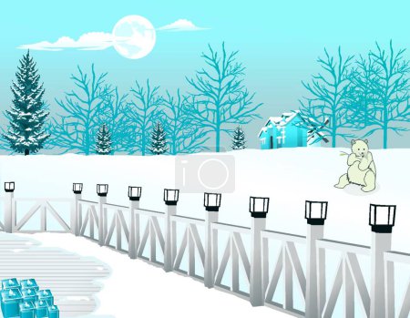 Ilustración de Frío invierno noche vector ilustración - Imagen libre de derechos