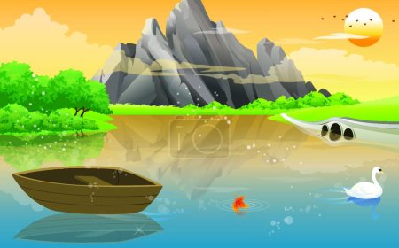 Illustration for Boat on the Lake vector illustration - Royalty Free Image