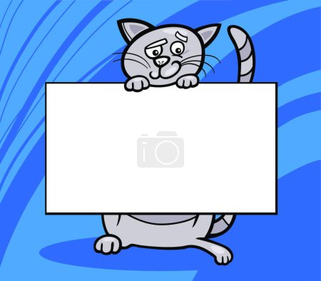 Ilustración de Gato de dibujos animados con tablero o tarjeta - Imagen libre de derechos