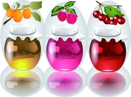 Illustration for Jars with  jam, graphic vector illustration - Royalty Free Image