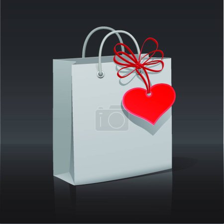 Illustration for "Paper bag with red heart bag" - Royalty Free Image