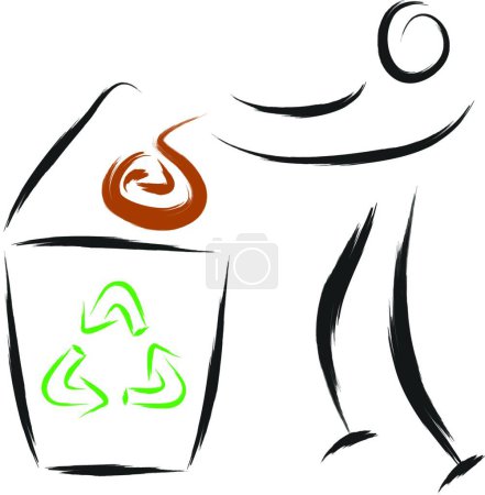 Ilustración de Man recycle symbol, graphic vector illustration - Imagen libre de derechos