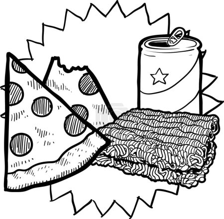 Ilustración de Dibujo de comida universitaria, ilustración vectorial - Imagen libre de derechos
