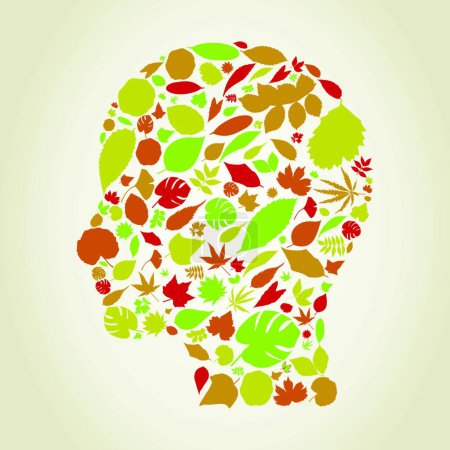 Illustration for Head with leaves, vector illustration simple design - Royalty Free Image