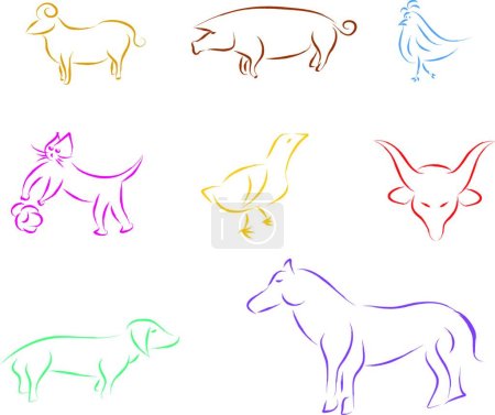 Ilustración de Animales boceto, ilustración vectorial diseño simple - Imagen libre de derechos