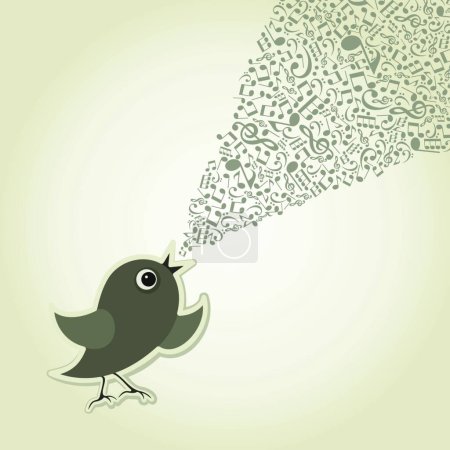 Ilustración de Pájaro musical, ilustración vectorial diseño simple - Imagen libre de derechos