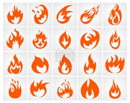 Ilustración de Iconos de fuego, ilustración vectorial diseño simple - Imagen libre de derechos