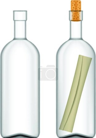 Ilustración de Mensaje en botella, ilustración vectorial diseño simple - Imagen libre de derechos