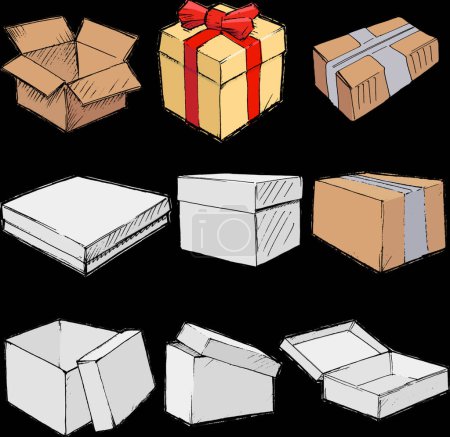 Illustration for Set of boxes, vector illustration simple design - Royalty Free Image