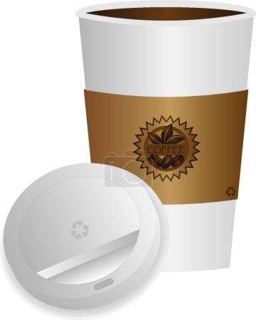 Ilustración de Café para llevar taza con ilustración de la tapa - Imagen libre de derechos