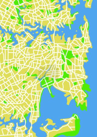 Téléchargez les illustrations : Sydney carte, illustration vectorielle design simple - en licence libre de droit