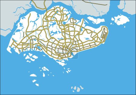 Illustration for Singapore map, vector illustration simple design - Royalty Free Image