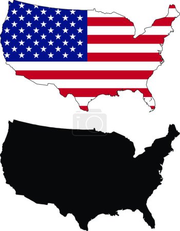 Téléchargez les illustrations : Carte des États-Unis, illustration vectorielle design simple - en licence libre de droit