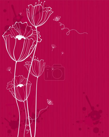 Téléchargez les illustrations : Motif floral rouge, illustration vectorielle design simple - en licence libre de droit
