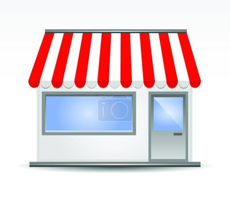Ilustración de Toldo Storefront en rojo, ilustración vectorial diseño simple - Imagen libre de derechos
