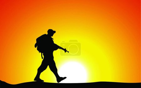 Illustration for Silhouette of an army soldier, vector illustration simple design - Royalty Free Image