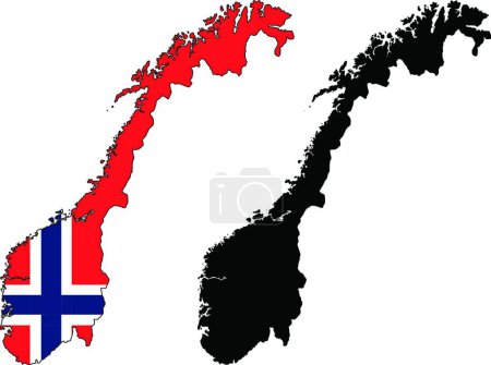 Téléchargez les illustrations : Norvège carte, illustration vectorielle design simple - en licence libre de droit