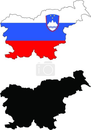 Téléchargez les illustrations : Slovénie carte, illustration vectorielle design simple - en licence libre de droit