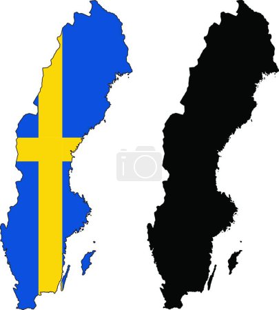Téléchargez les illustrations : Suède carte, illustration vectorielle conception simple - en licence libre de droit