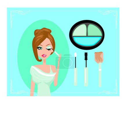 Illustration for "Makeup. Make-up. Eyes hadows. Eye shadow brush - Royalty Free Image