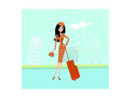 Illustration for Beautiful women Shopping in France and Italy - Royalty Free Image