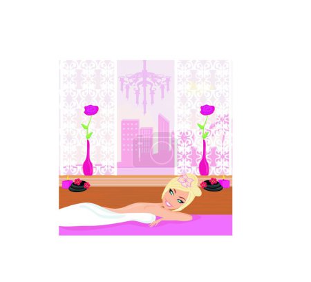 Illustration for Pretty girl enjoying elegant spa - Royalty Free Image