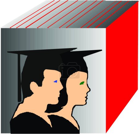 Ilustración de Graduación chica y hombre, vector ilustración diseño simple - Imagen libre de derechos