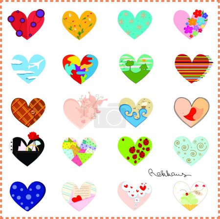 Illustration for Hearts icons vector illustration - Royalty Free Image