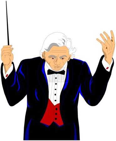 Téléchargez les illustrations : Homme chef d'orchestre illustration vectorielle moderne - en licence libre de droit