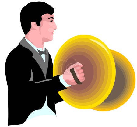 Illustration for Man playing cymbals  vector illustration - Royalty Free Image