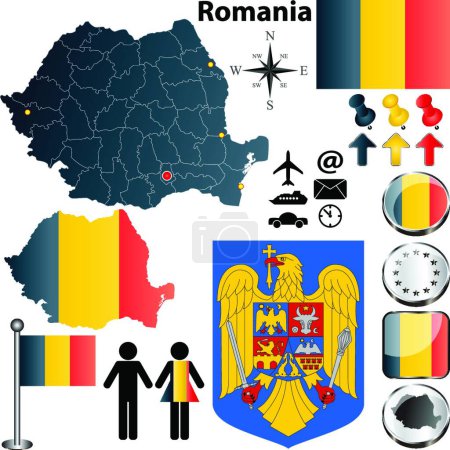 Illustration for Romania map, web simple illustration - Royalty Free Image