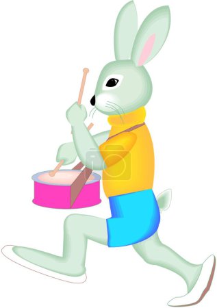 Illustration for Drummer bunny modern vector illustration - Royalty Free Image
