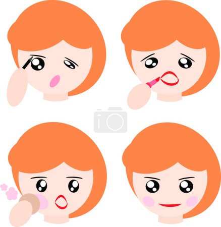 Téléchargez les illustrations : Avant et après le maquillage de la femme - en licence libre de droit