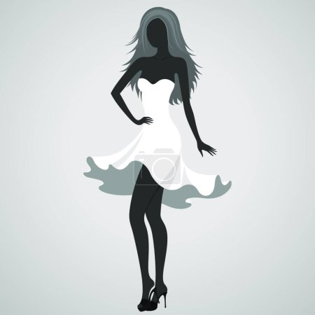 Illustration for Silhouette of a turning dancer girl - Royalty Free Image