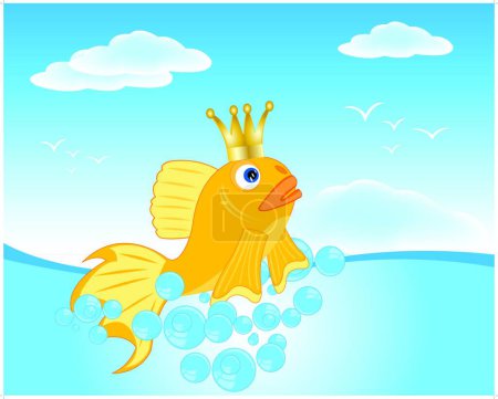 Illustration for Goldfish seaborne, colorful vector illustration - Royalty Free Image