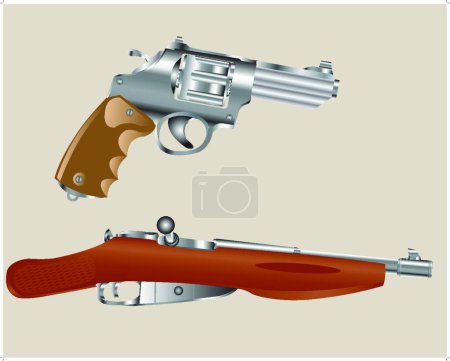 Illustration for Gun revolver and edge of the rifle - Royalty Free Image