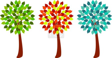 Illustration for Colorful trees modern vector illustration - Royalty Free Image