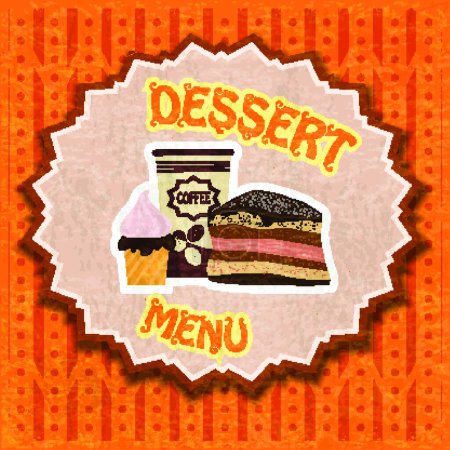 Téléchargez les illustrations : Illustration vectorielle de menu dessert vintage - en licence libre de droit