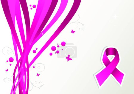 Téléchargez les illustrations : Ruban rose de sensibilisation au cancer du sein, illustration vectorielle simple - en licence libre de droit