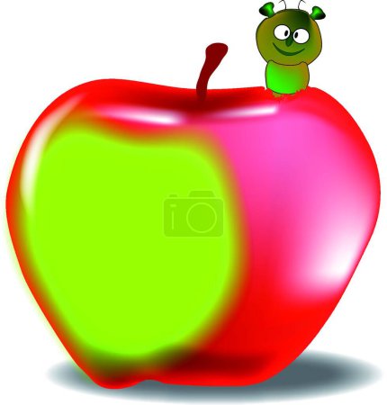 Illustration for Worm in the Apple  vector illustration - Royalty Free Image