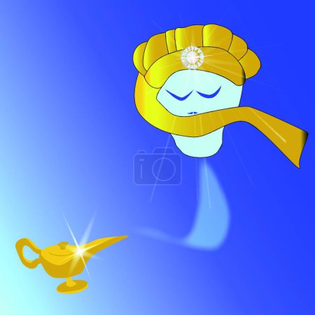 Illustration for The Genie of the Lamp, graphic vector illustration - Royalty Free Image