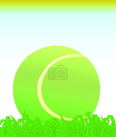 Téléchargez les illustrations : Balle de tennis sur herbe, illustration vectorielle graphique - en licence libre de droit