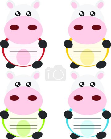 Illustration for Cartoon cow memo, graphic vector illustration - Royalty Free Image