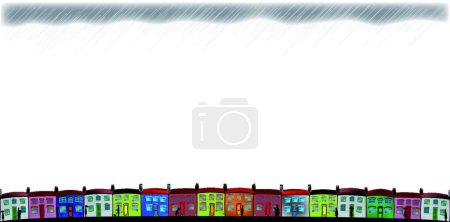 Illustration for Rainy Day Cottages, vector illustration - Royalty Free Image