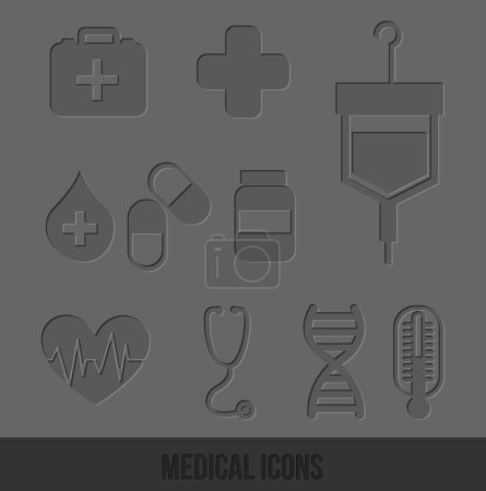 Téléchargez les illustrations : Icônes de médecine vector illustration - en licence libre de droit