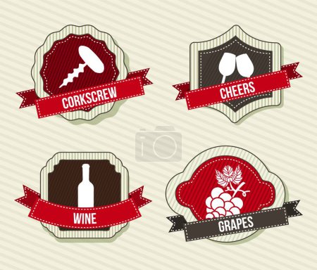 Téléchargez les illustrations : Étiquettes de vin illustration vectorielle - en licence libre de droit