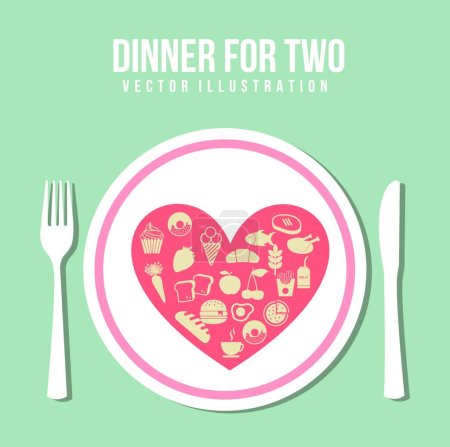 Téléchargez les illustrations : Illustration vectorielle de dîner romantique - en licence libre de droit