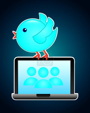 Ilustración de Icono de pájaro azul para la web, ilustración vectorial - Imagen libre de derechos